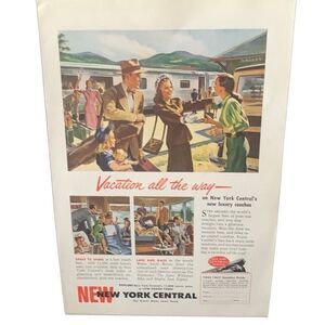 Vintage 1947 New York Central Vacation All The Way Ad Advertisement
